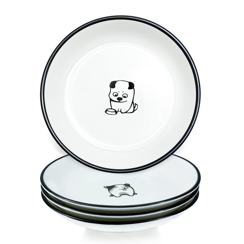 SOCOSY Cute Cartoon Dog Ceramic Seasoning Dishes Sauce Dish Sushi Dipping Bowl Appetizer Plates Tea Bag Holder Serving Dish for Kitchen 5'' (Dog) - Image 2